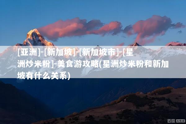 [亚洲]-[新加坡]-[新加坡市]-[星洲炒米粉]-美食游攻略(星洲炒米粉和新加坡有什么关系)